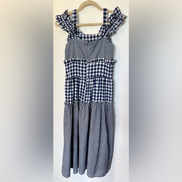 POL Navy and White Gingham Boho Ruffle Sleeveless Midi Dress- Size Large - Picture 9 of 9